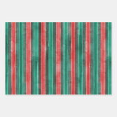 水彩赤グリーンプレイドフェスティバルホリデーパターン ラッピングペーパーシート (正面3)