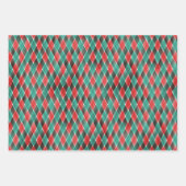 水彩赤グリーンプレイドフェスティバルホリデーパターン ラッピングペーパーシート (正面2)