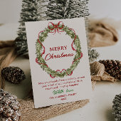 水彩赤グリーンボウリース写真クリスマス シーズンカード