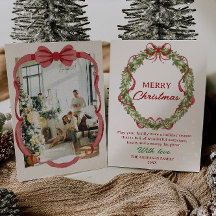 水彩赤グリーンボウリース写真クリスマス