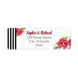 水彩赤ケシフローラ結婚ズ ラベル