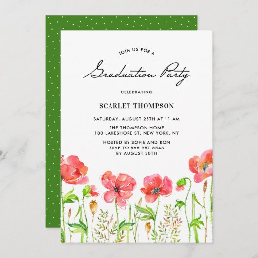 水彩赤ケシ園卒業パーティーII 招待状 (正面/裏面)