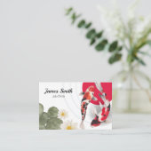 水彩赤コイ魚日本の芸術 名刺 (スタンド正面)