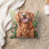 水彩赤セッタードッグホームデコアクッション クッション (ブランケット)