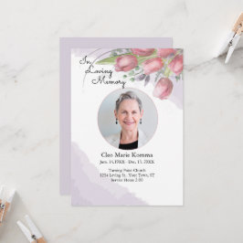 水彩赤チューリップ記念葬式カード カード