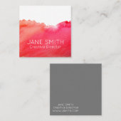 水彩赤デザインモダンクリエイティブ業 スクエア名刺 (正面/裏面)