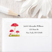 水彩赤トアドストールキュート差出人住所 ラベル (インサイチュ)