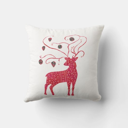 水彩赤トナカイのクリスマス クッション (裏面)