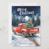 水彩赤トラックのクリスマスカード シーズンカード (正面)