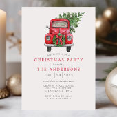 水彩赤トラックリース クリスマスパーティー 招待状