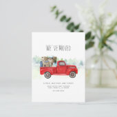 水彩赤トラック引っ越しました移動 案内ポストカード (スタンド正面)