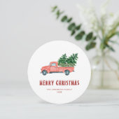 水彩赤トラック雪メリークリスマスカード シーズンカード (スタンド正面)