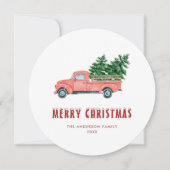 水彩赤トラック雪メリークリスマスカード シーズンカード (正面)