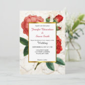 水彩赤バラマーブルフローラヴィンテージウエディング 招待状 (スタンド正面)