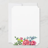 水彩赤バラ書道ブライダルシャワー 招待状 (裏面)