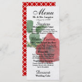 水彩赤バラ – 披露宴メニュー メニュー (正面/裏面)