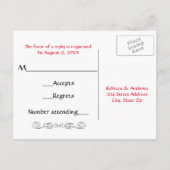 水彩赤バラ – RSVPポストカード インビテーションポストカード (裏面)