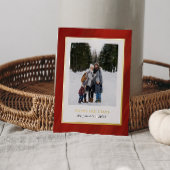 水彩赤ビロードのフレーム3写真クリスマス 箔シーズンカード