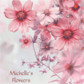 水彩赤ピンクの花 シール (正面)