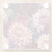 水彩赤ピンクダリアパターンデザイン ガラスコースター (裏面)