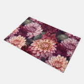 水彩赤ピンクダリアパターンデザイン ドアマット (アングル)