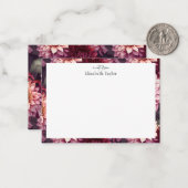 水彩赤ピンクダリアパターンデザイン ノートカード (正面/裏面インサイチュ)