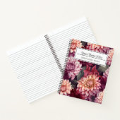水彩赤ピンクダリアパターンデザイン ノートブック (内部)