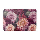 水彩赤ピンクダリアパターンデザイン バスマット (正面)