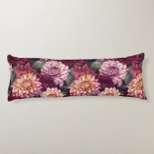 水彩赤ピンクダリアパターンデザイン ボディピロー (裏面)