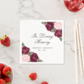 水彩赤ピンクフローラ葬祭記念碑 スタンダードカクテルナプキン (インサイチュ)