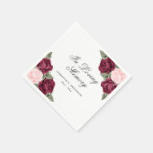 水彩赤ピンクフローラ葬祭記念碑 スタンダードカクテルナプキン (角)