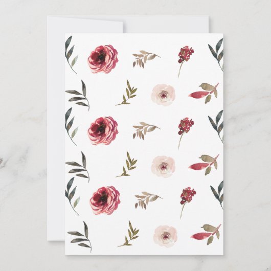 水彩赤フローラアモーレだ!ブライダルシャワー 招待状 (裏面)