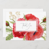 水彩赤フローラカスタムありがとう サンキューカード (正面/裏面)