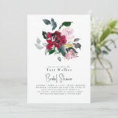 水彩赤フローラフォトブライダルシャワー 招待状 (スタンド正面)