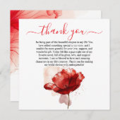 水彩赤フローラブライダルシャワーサンキューカード サンキューカード (正面/裏面)