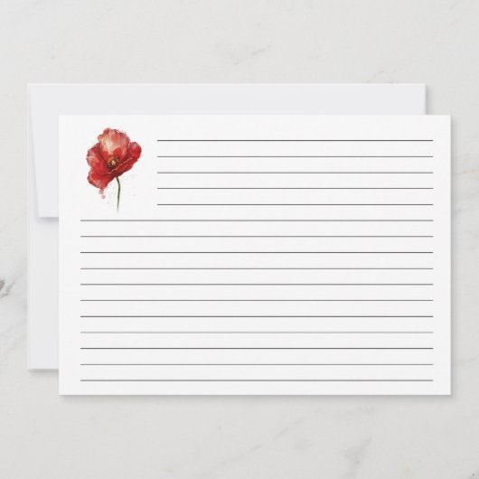 水彩赤フローラブライダルシャワーレシピカード 招待状 (裏面)