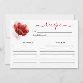 水彩赤フローラブライダルシャワーレシピカード 招待状