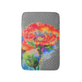 水彩赤フローラ白黒ジグザグ バスマット (正面縦)