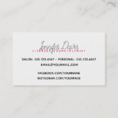 水彩赤ヘアスタイリスト美容師（ばちゃばちゃ）跳ねる 名刺 (裏面)