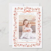 水彩赤ベリーフレーム2写真クリスマス シーズンカード (正面)