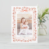 水彩赤ベリーフレーム2写真クリスマス シーズンカード (スタンド正面)