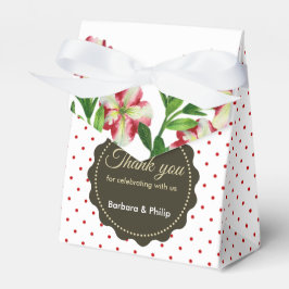 水彩赤ペチュニアスレッドホワイト水玉模様 フェイバーボックス