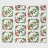 水彩赤ホリーベリークリスマスアート ラッピングペーパー (フラット)