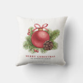 水彩赤ボールオーナメントクリスマス クッション (裏面)