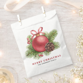 水彩赤ボールオーナメントメリークリスマス フェイバーバッグ