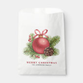 水彩赤ボールオーナメントメリークリスマス フェイバーバッグ (正面)