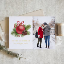 水彩赤ボールオーナメント写真クリスマス