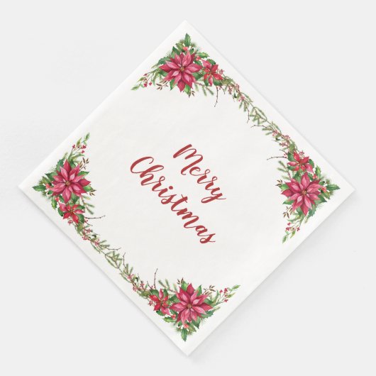 水彩赤ポインセチアフローラクリスマス (コーナー)