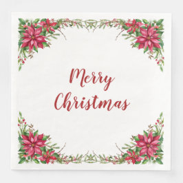 水彩赤ポインセチアフローラクリスマス