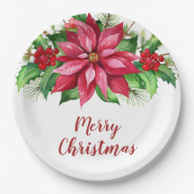 水彩赤ポインセチアフローラクリスマス